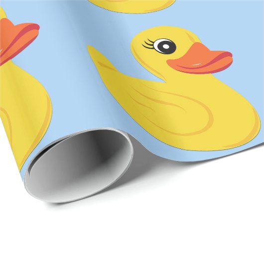 Papier Cadeau Canard en caoutchouc jaune (Coin rond)