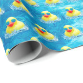 Papier Cadeau Canard en caoutchouc jaune avec lunettes de soleil (Coin rond)