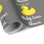 Papier Cadeau canard en caoutchouc jaune - baby shower (Coin rond)