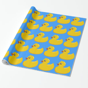 Papier Cadeau canard en caoutchouc jaune dans le bleu