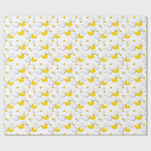 Papier Cadeau Canard en caoutchouc jaune et bulles
