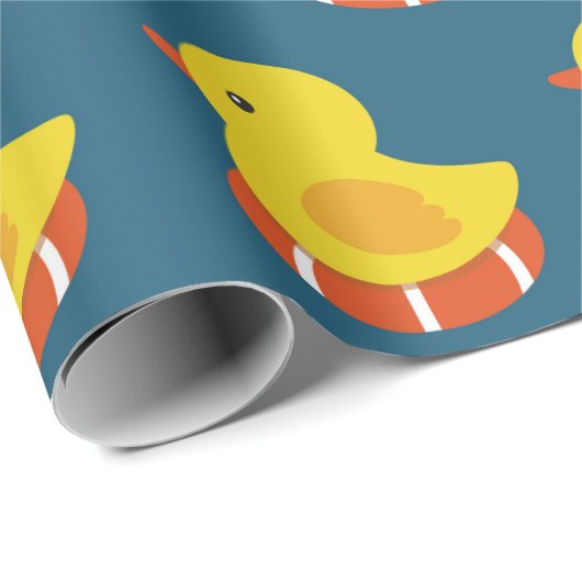 Papier Cadeau canard en caoutchouc jaune sans soudure motif. Vin (Coin rond)