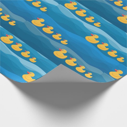 Papier Cadeau canard en caoutchouc jaune sur les vagues (Coin)