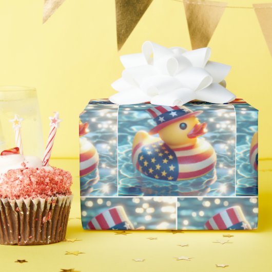 Papier Cadeau Canard En Caoutchouc Patriotique Américain En Pisc (Fête d'anniversaire)