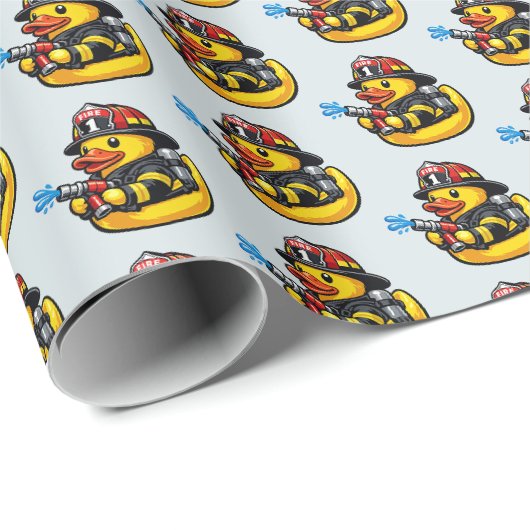 Papier Cadeau Canard en caoutchouc pompier (Coin rond)