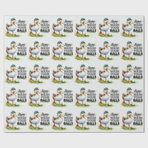Papier Cadeau Canard golfeur drôle Lavez toujours vos balles