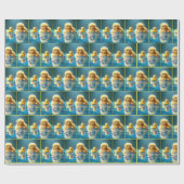 Papier Cadeau Canard jaune avec canard en caoutchouc de jouet (Plat)