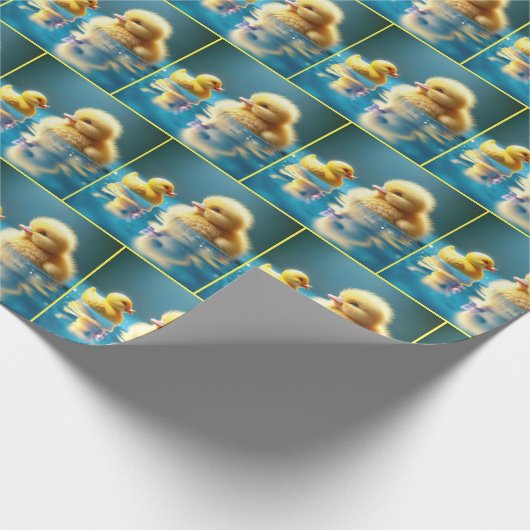 Papier Cadeau Canard jaune avec canard en caoutchouc de jouet (Coin)