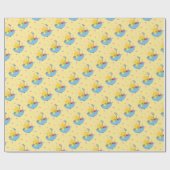 Papier Cadeau Canard jaune, parapluie, baby shower (Plat)