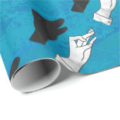 Papier Cadeau Canard ombre sur fond bleu (Coin rond)