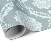 Papier Cadeau Canard Rococo Damassé Œuf de Bleu + Sarcelle (Coin rond)