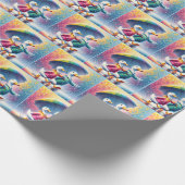 Papier Cadeau Canards Blancs Marchant Dans La Pluie (Coin)