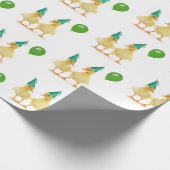 Papier Cadeau Canards d'anniversaire avec ballon vert (Coin)