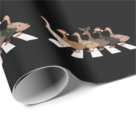 Papier Cadeau Canards de Noël Animaux amusants Jours de Noël Amo (Coin rond)