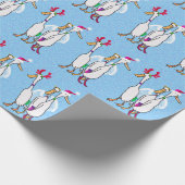 Papier Cadeau Canards de Noël en costumes de fête avec cadeaux (Coin)