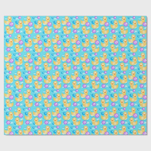Papier Cadeau Canards en caoutchouc et bulles (Plat)