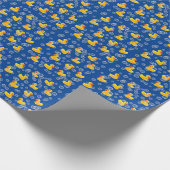 Papier Cadeau Canards en caoutchouc jaune en bulles (Coin)