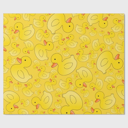 Papier Cadeau Canards en caoutchouc jaune mignons (Plat)