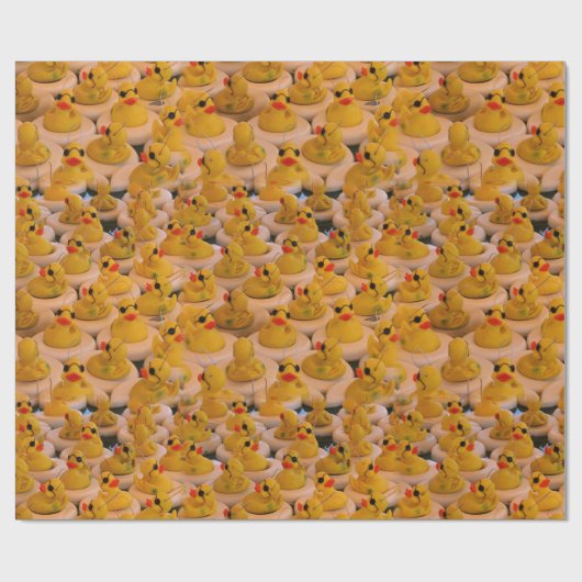 Papier Cadeau Canards en caoutchouc jaune Motif animal   (Plat)