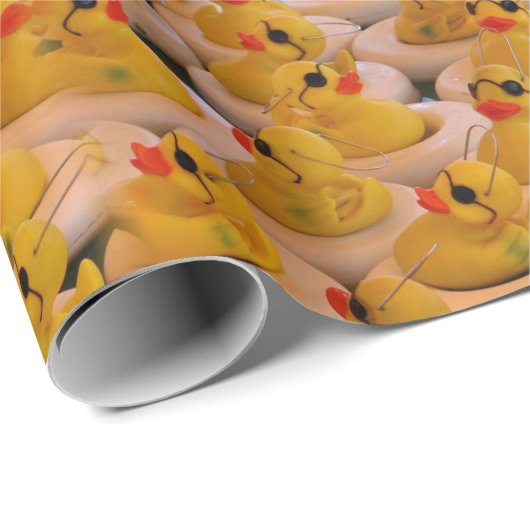 Papier Cadeau Canards en caoutchouc jaune Motif animal (Coin rond)