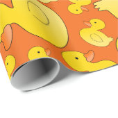 Papier Cadeau Canards en caoutchouc orange mignons (Coin rond)