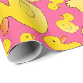 Papier Cadeau Canards en caoutchouc rose mignon (Coin rond)