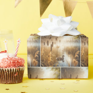 Papier Cadeau Canards et Cattails dans la fosse matinale