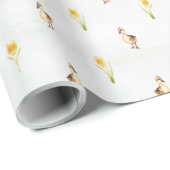 Papier Cadeau Canards et jonquilles au printemps (Coin rond)