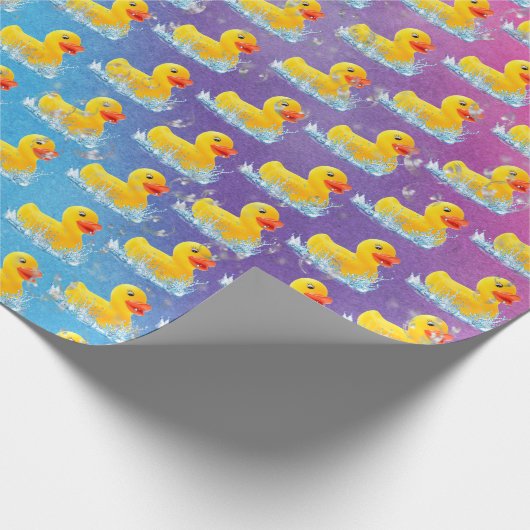 Papier Cadeau Canards Jaunes En Caoutchouc Avec Bulles (Coin)