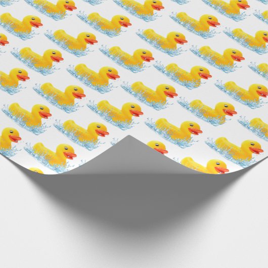 Papier Cadeau Canards Jaunes En Caoutchouc Dans L'Eau (Coin)