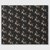Papier Cadeau Canards Majards Volant Sur Noir (Plat)
