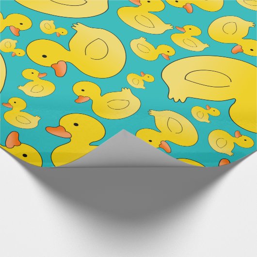 Papier Cadeau Canards mignons en caoutchouc de turquoise (Coin)