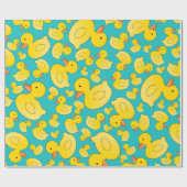 Papier Cadeau Canards mignons en caoutchouc de turquoise (Plat)