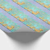 Papier Cadeau Canards mignons sur Damas violet turquoise (Coin)