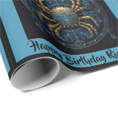 Papier Cadeau Cancer Ajouter un nom Anniversaire Horoscope Cadea (Coin rond)