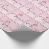 Papier Cadeau Cancer du sein Ruban rose Croire à l'emballage cad (Coin)