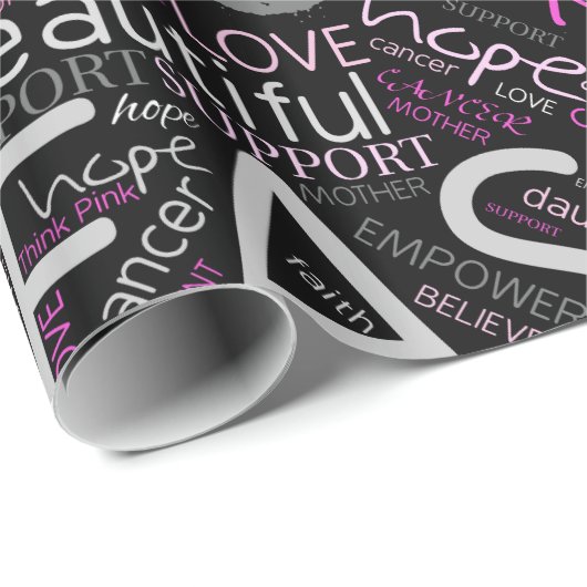 Papier Cadeau Cancer du sein Sensibilisation Mot Cloud ID261 (Coin rond)