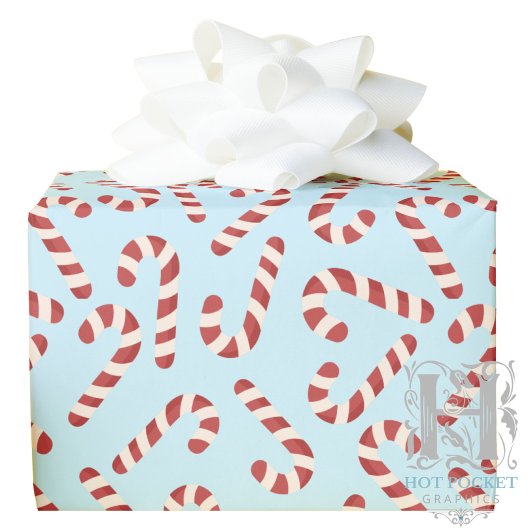 Papier Cadeau Candy Cane Christmas Gift Wrapping Paper - Blue
