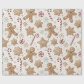 Papier Cadeau Candy Cane Gingerbread Man (Plat)