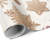 Papier Cadeau Candy Cane Gingerbread Man (Coin rond)