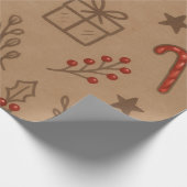 Papier Cadeau Candy Canes and Holly Christmas Paper (Coin)