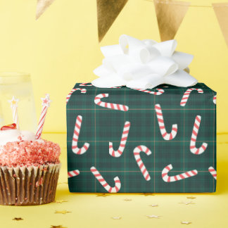Papier Cadeau Candy Canes Plaids Custom Name 