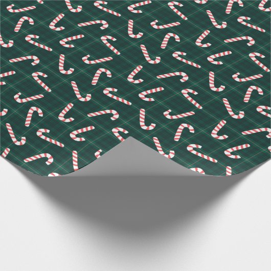 Papier Cadeau Candy Canes Plaids Custom Name  (Coin)