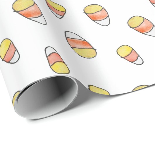 Papier Cadeau Candy Corn Fall Wrapping Paper (Coin rond)
