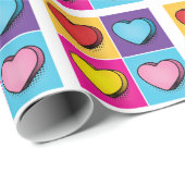 Papier Cadeau Candy Heart Hearts Pop Art Valentine's Day (Coin rond)