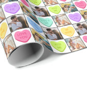 Papier Cadeau Candy Hearts Photo Saint-Valentin (Coin rond)