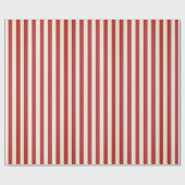 Papier Cadeau Candy Land rayé rouge, à l'aspect vieillot (Plat)