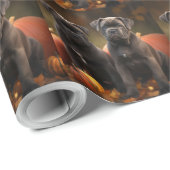 Papier Cadeau Cane Corso Chiot Automne Citrouille de plaisir (Coin rond)