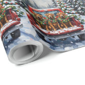 Papier Cadeau Cane Corso Christmas Red Truck Holiday (Coin rond)