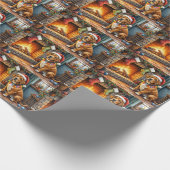 Papier Cadeau Cane Corso Fireplace with Christmas Lights (Coin)